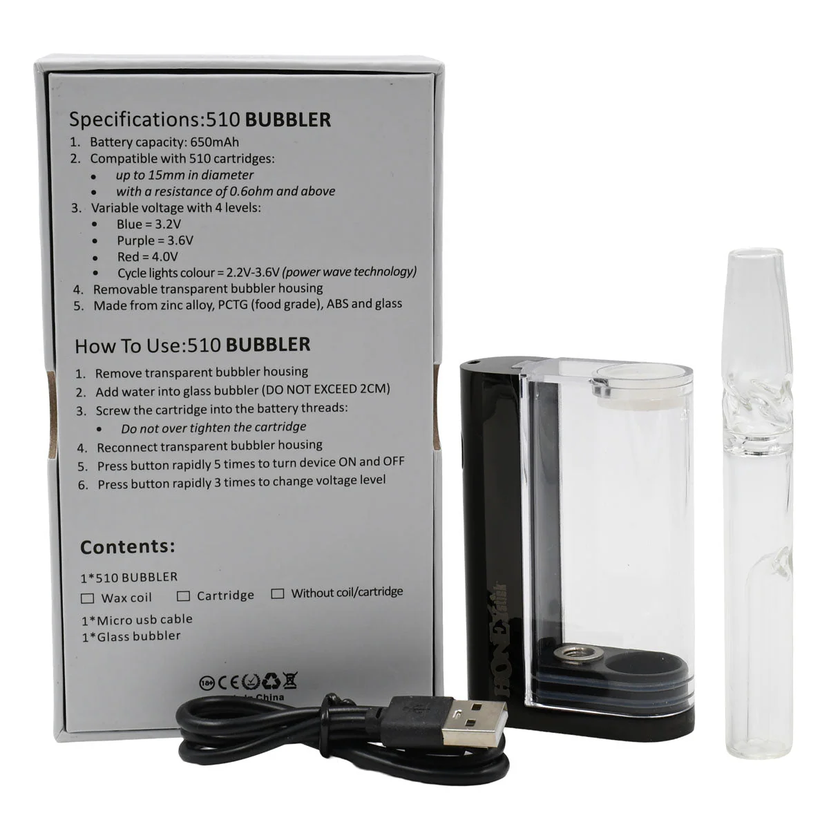 Honeystick Bubbler 510 Thread Vape Cart Battery - Image 11